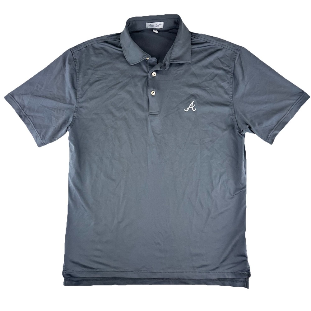 Peter Millar Slate Gray Performance Polo with Embroidered Logo